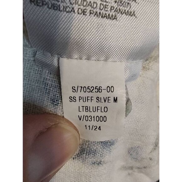 Old Navy Women's Size Medium White Blue Floral Babydoll Mini Dress - Picture 9 of 9